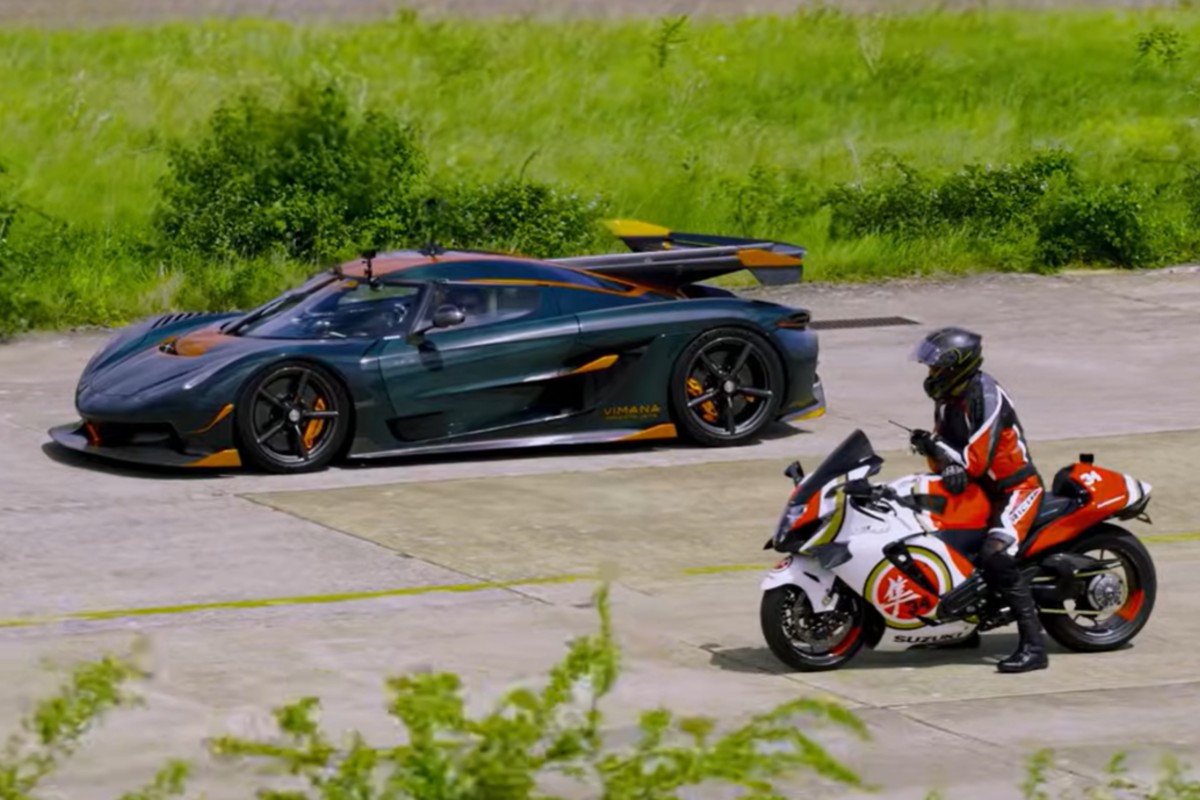 Koenigsegg Jesko vs. Suzuki Hayabusa: Un Duelo de Titanes en la Pista